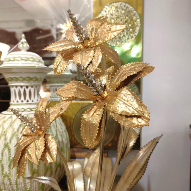 Golden Flower Table Lamp, 1960s For Sale - Image 3 of 5