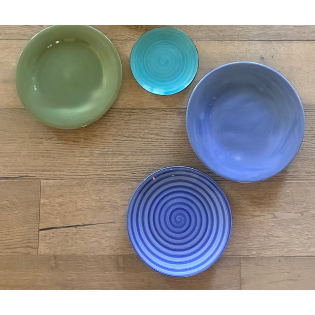 Red Late 20th Century Saturated Solids and Swirls Colored Wall Plate Curation- Set of 7 For Sale - Image 8 of 17