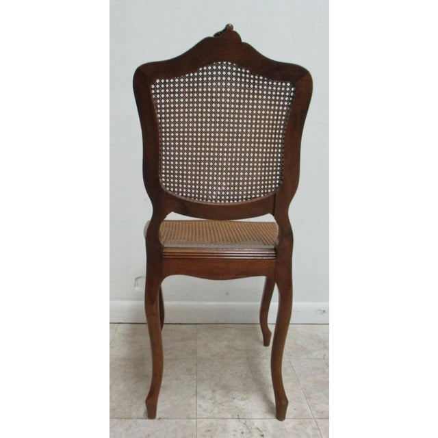 Antique Quality French Country Carved Cane Vanity Armchair Petite For Sale - Image 9 of 11