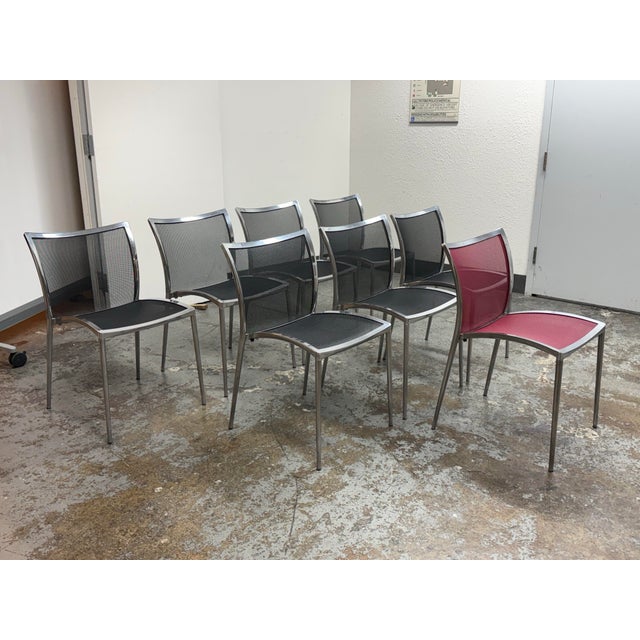 Italian Roberto Barbieri for Zanotta Zilli Stacking Chairs, Set of Eight For Sale - Image 3 of 12