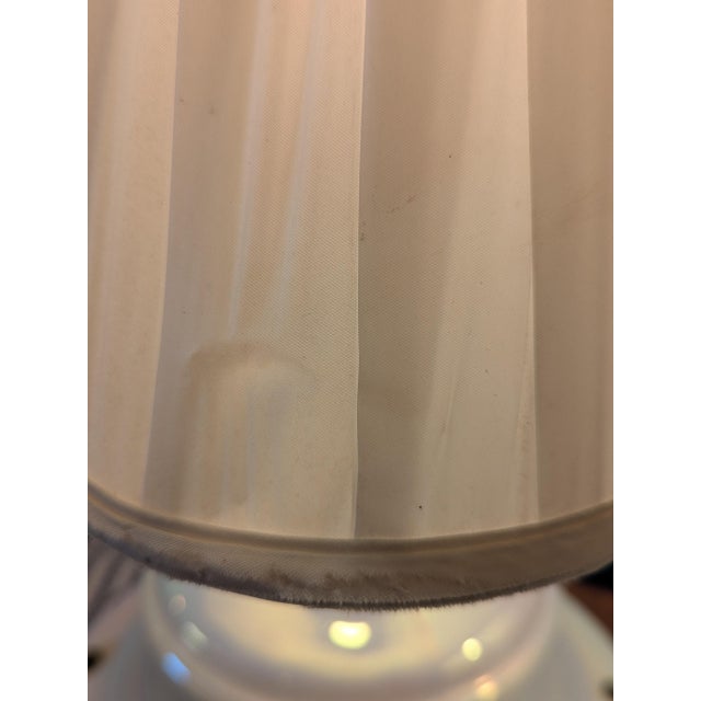 Plastic Mid 20th Century Danish Modern Iridescent Gold Trimmed Lamps For Sale - Image 7 of 10