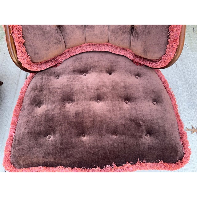Mid 20th Century Mid 20th Century Vintage Art Deco Velvet Tufted Slipper Chairs- a Pair For Sale - Image 5 of 7