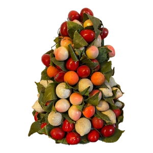 Table Top Christmas Tree Made of Millinery Fruit Circa 1940's
