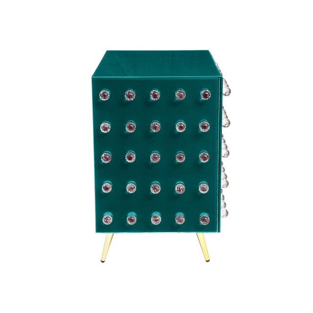 Custom Dry Bar Blue Glass Cabinet For Sale - Image 4 of 4