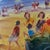 Orange 1990s A Day at the Beach Painting - Signed Unknown Artist For Sale - Image 8 of 8