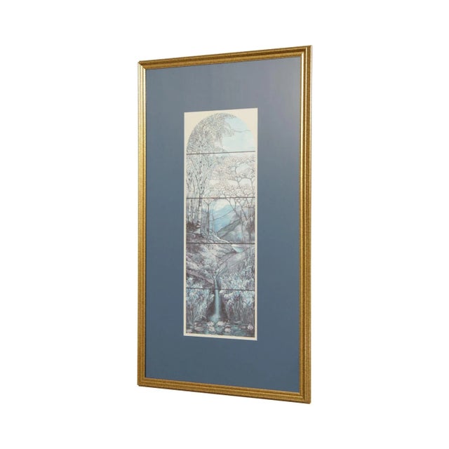 Art Nouveau Style Stained Glass Window Art Print, Custom Framed For Sale - Image 13 of 13