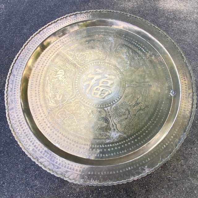 Wood Vintage Round Asian Ming Style Hand Carved Rosewood Low Coffee Table For Sale - Image 7 of 12