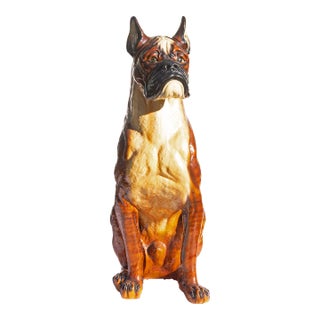 Late 20th Century Majolica Boxer Dog Life Size For Sale