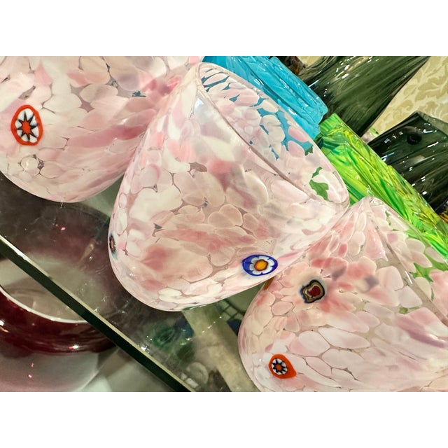 Contemporary Modern Pink Spot With Murrine Murano Glasses- Set of 6 For Sale - Image 4 of 4