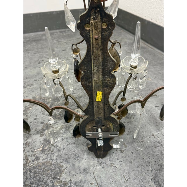 Hollywood Regency Crystal Prism Five Light Wall Sconce, Vintage For Sale - Image 11 of 12