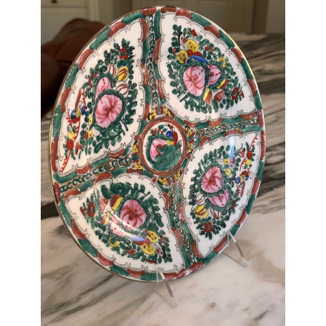 Ceramic Vintage Qianlong 10” Famille Rose Plate For Sale - Image 7 of 8