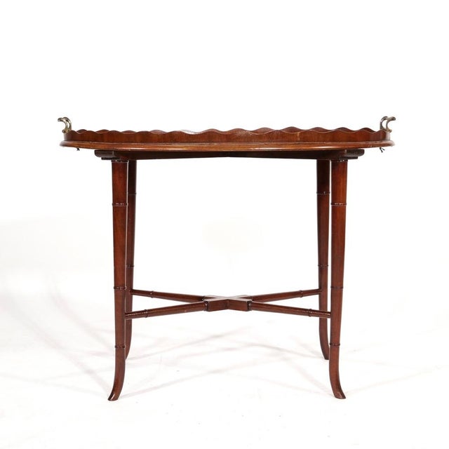 Antique Edwardian Style Mahogany Tray-Top Oval Coffee Table For Sale In New York - Image 6 of 8