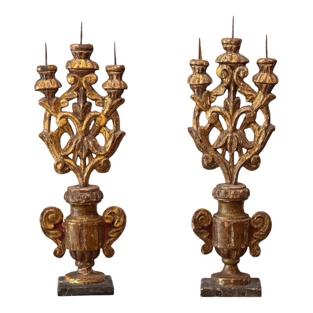 18th Century Italian Baroque Giltwood Prickets For Sale