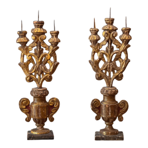 18th Century Italian Baroque Giltwood Prickets