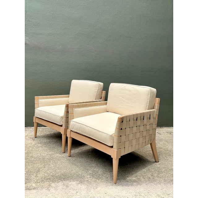 Vintage Niedermaier Wood and Strap Lounge Chairs - Pair For Sale - Image 9 of 12