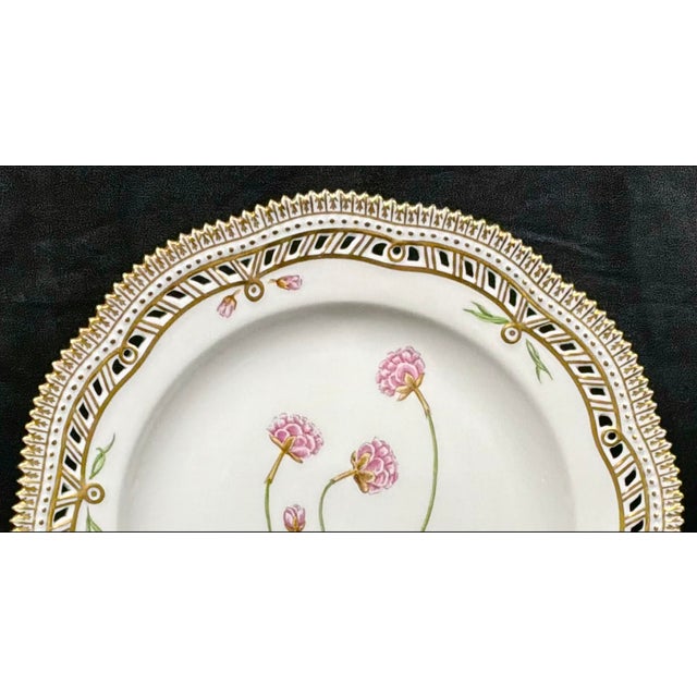 Royal Copenhagan Royal Copenhagen Flora Danica 9" Plate, Armeria Sibirica Turcz, Gilt Border For Sale - Image 4 of 8