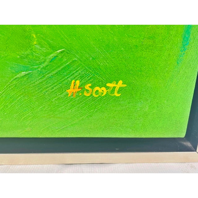 1990s Large Abstract Color Field Oil Painting by H. Scott, Framed For Sale - Image 17 of 18