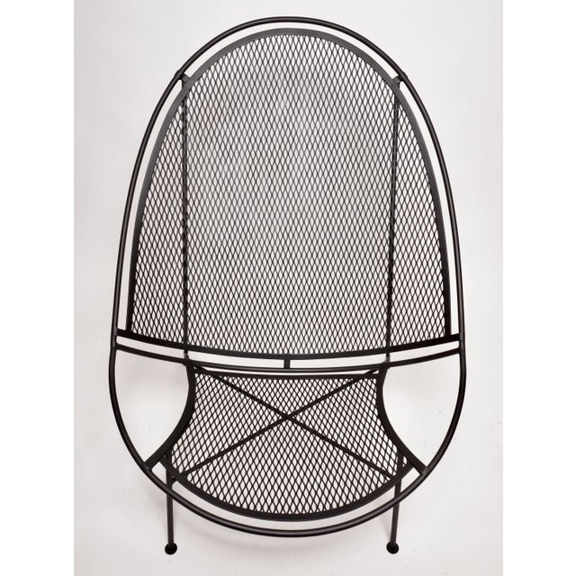 Vintage Salterini Mid-Century Modern Radar Black Metal Patio Chair, Attributed For Sale - Image 9 of 12