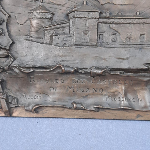 Brown Bronze High Relief Plaque with Sforzesco Castle, Late 19th Century For Sale - Image 8 of 11
