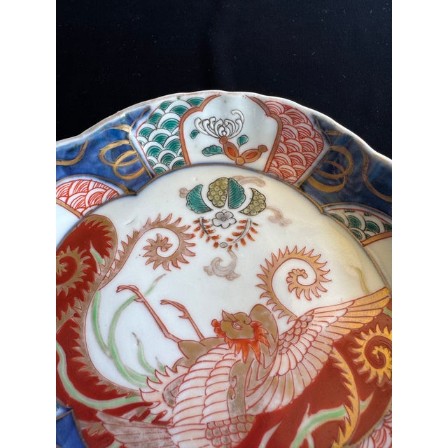 Antique Japanese Imari Porcelain Dish With Phoenix and Gilt, Late Edo / Early Meiji For Sale - Image 10 of 13