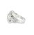A mid-century 10k white gold ring featuring a radiant-cut synthetic green peridot (August birthstone). The design is...