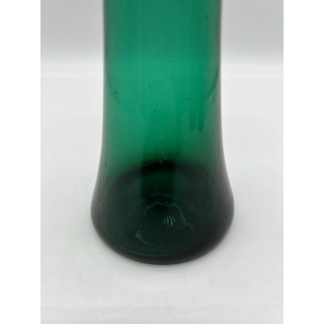 Antique Blown Dark Green Glass Hyacinth Vase, Bristol, England, Circa 1840's For Sale - Image 4 of 11