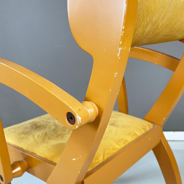 Italian Modern Yellow Fabric and Wooden Chair from Bros/S, 1980s For Sale - Image 15 of 18