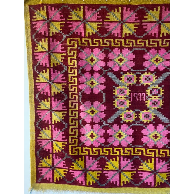 Folk Art C. 1977 Vintage Peruvian Andean Handwoven Wool Textile Wall Hanging (69" X 61") For Sale - Image 3 of 11