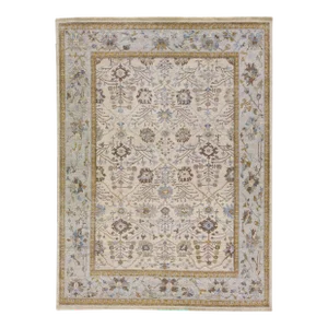 Apadana's Artisan Collection Beige Handmade Floral Indian Wool Rug
