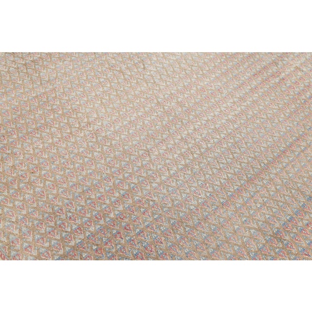 Antique Tabriz Style Wool Rug With Geometric Pattern in Subtle Earth Tones For Sale - Image 9 of 11