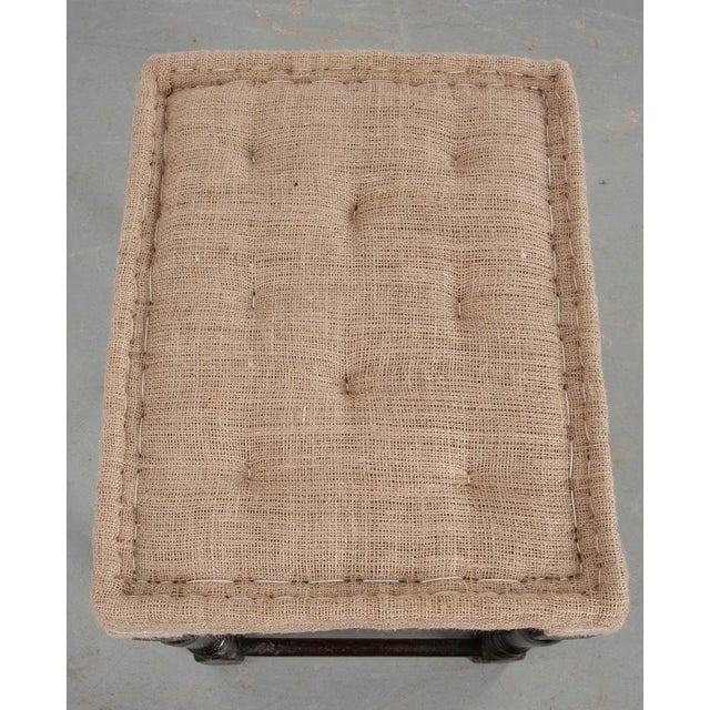 This is an English 18th century turned wood footstool/small bench which has been ebonized (painted) black for a striking...