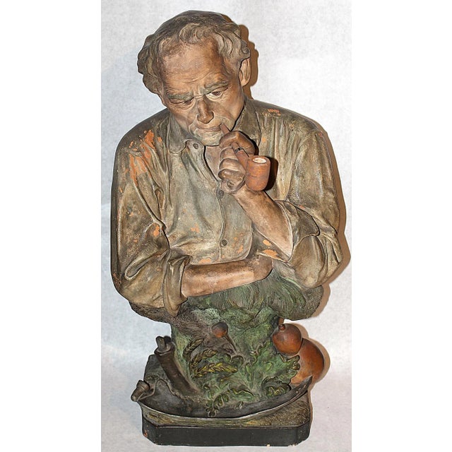 Green Antique French Terracotta Figurine by J. Legulche For Sale - Image 8 of 11