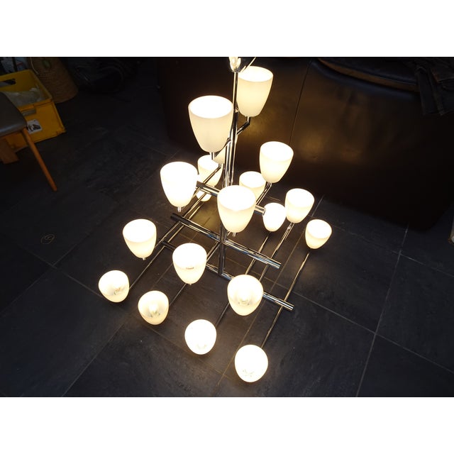 Large Vintage 006/20 Chrome and Glass Chandelier by Pietro Chiesa for Fontana Arte, 1990s For Sale - Image 15 of 17