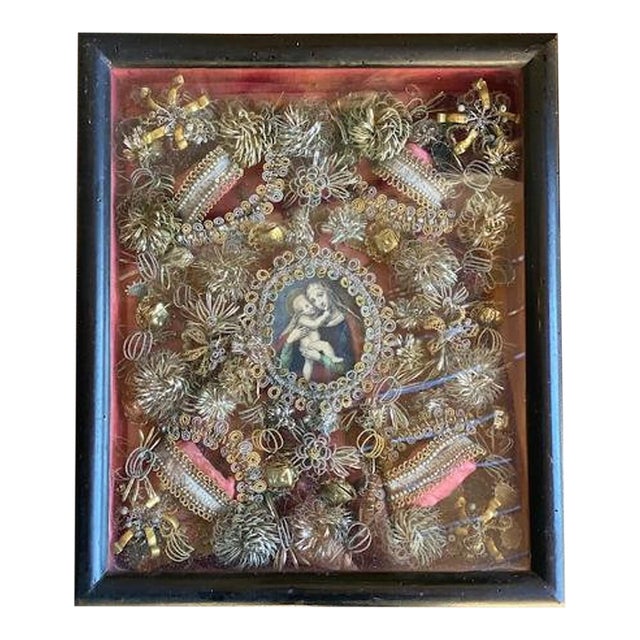 18th Century German Austrian Reliquary, Mary and Baby Jesus With 4 Saints For Sale