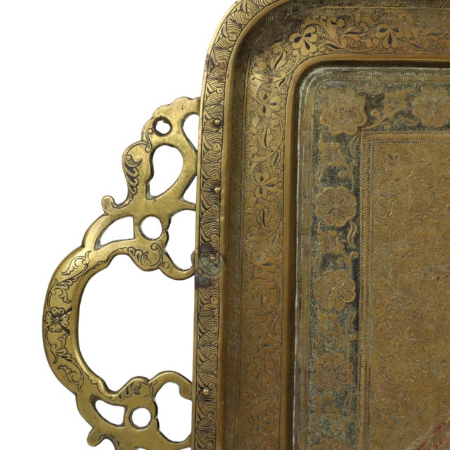 Vintage Brass Tray with Peacock Decoration, 1950s For Sale - Image 9 of 18