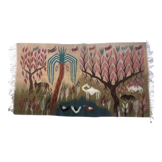 Egyptian Motif Hand-Woven Wool Tapestry For Sale