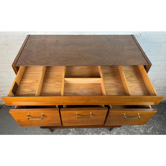 Vintage Merton Gershun-Style Walnut Highboy Dresser by Carlton House For Sale - Image 10 of 17