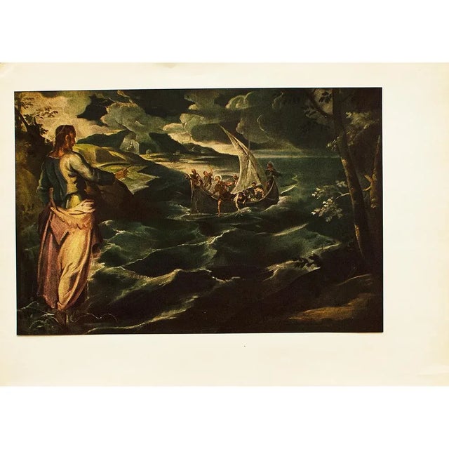 1950s 1956 After Tintoretto "Christ at the Sea of Galilee", Vintage Full-Color Print For Sale - Image 5 of 7