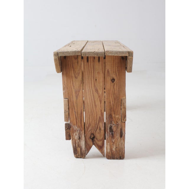 Antique Wood Farmhouse Bench For Sale - Image 11 of 12