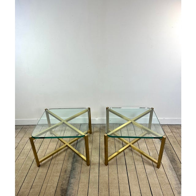 Italian Brass and Glass Side Tables, 1970s, Set of 2 For Sale - Image 9 of 13