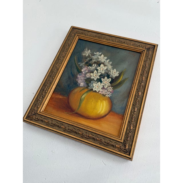 Mid 20th Century Narcissus Still Life, Mid-Century Oil Painting For Sale In Minneapolis - Image 6 of 8