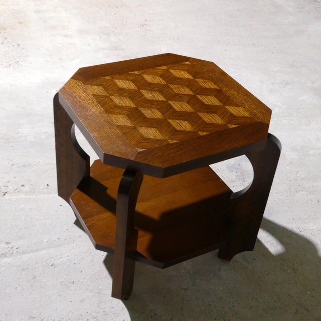 Art Deco Oak Side Table, 1940s For Sale - Image 3 of 5