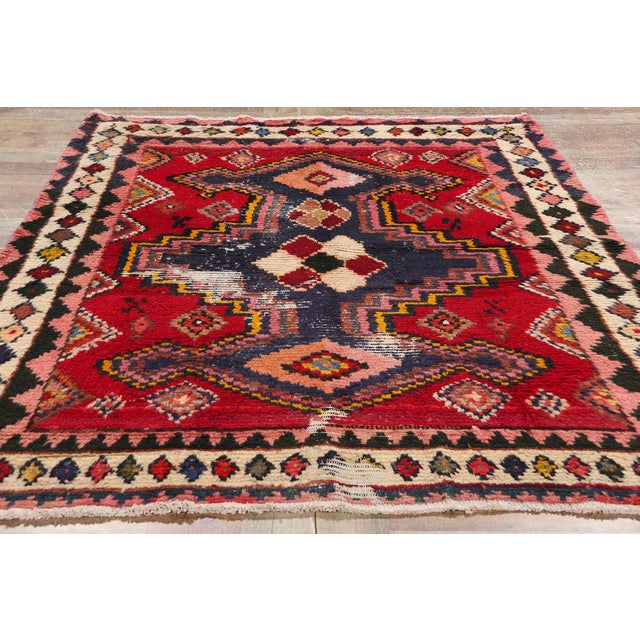 Red Vintage Persian Lori Rug - 04'06 X 06'08 For Sale - Image 8 of 9