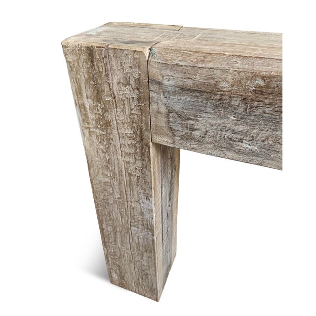 Wood Rustic Salvaged Wood Beam Console Table For Sale - Image 7 of 7