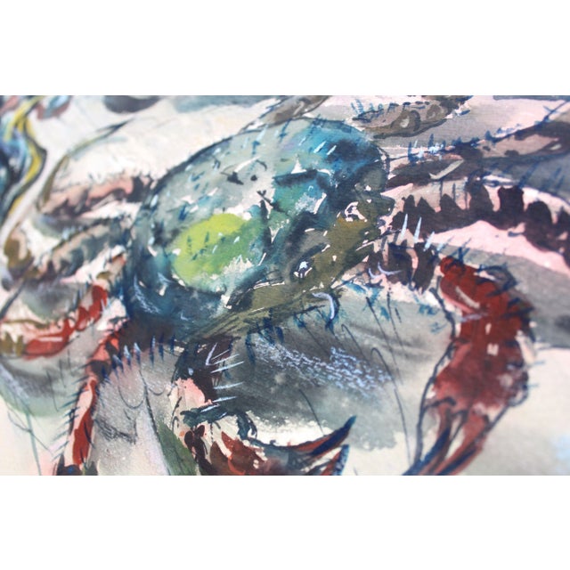 1970s Janis Brekte, Crab, 1971, Watercolor on Paper For Sale - Image 5 of 10