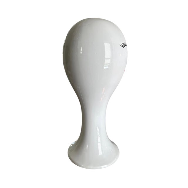 Postmodern Vintage Ceramic Mrs. Madame Head Balloon Style Hat / Wig / Mannequin Bust Statue For Sale - Image 3 of 6
