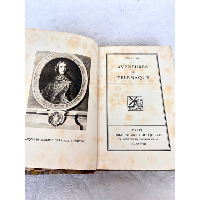 Antique French 1928 Leather Bound Books - Set of 3 For Sale - Image 12 of 13