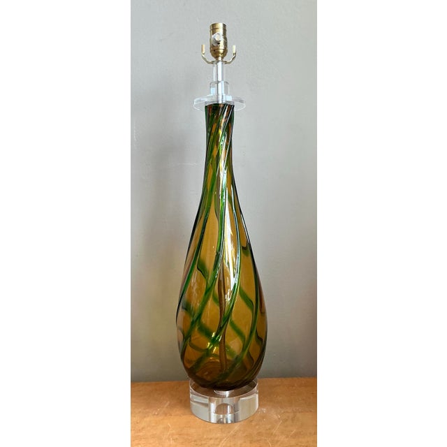 Vintage Murano Swirled Glass Table Lamp For Sale - Image 9 of 12