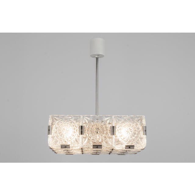 Gold Large Mid-Century Glass Chandelier from Veb Lighting, Germany, 1970s For Sale - Image 8 of 16