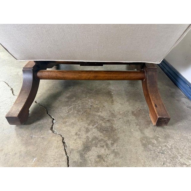 Antique White Victorian Style Adjustable Sherz Lounge Chair, Wood & Linen, France For Sale - Image 8 of 14